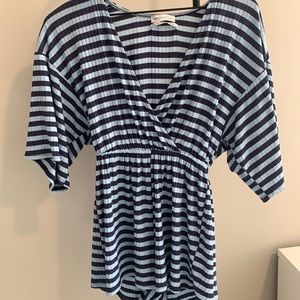 Urban Outfitters Blue Striped Romper.